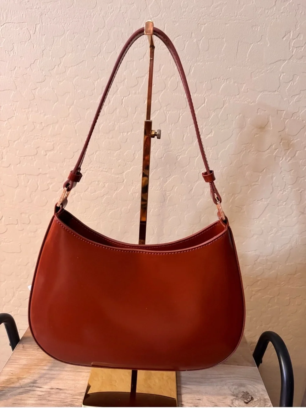 Valentino Orlandi Shiny Red Brown Shoulder Bag NWT